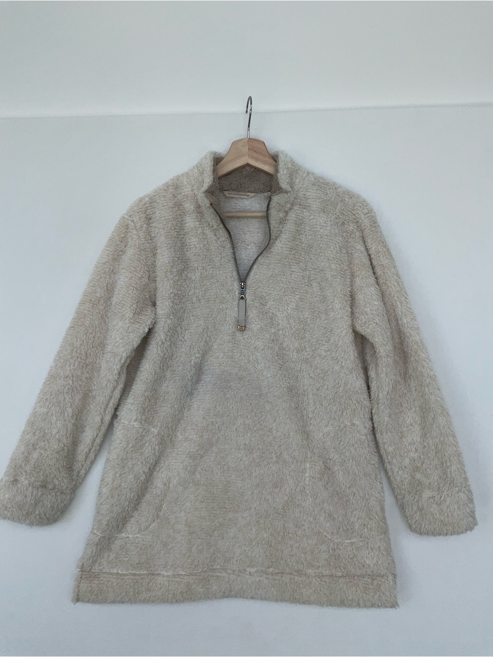 Soft Surroundings Cream Sherpa Half-Zip Pullover